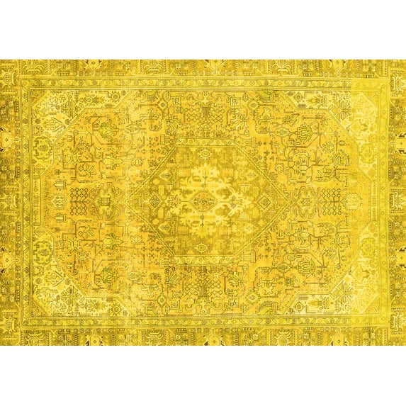 Ahgly Company Machine Washable Indoor Rectangle Abstract Yellow Modern Area Rugs, 2' x 3'