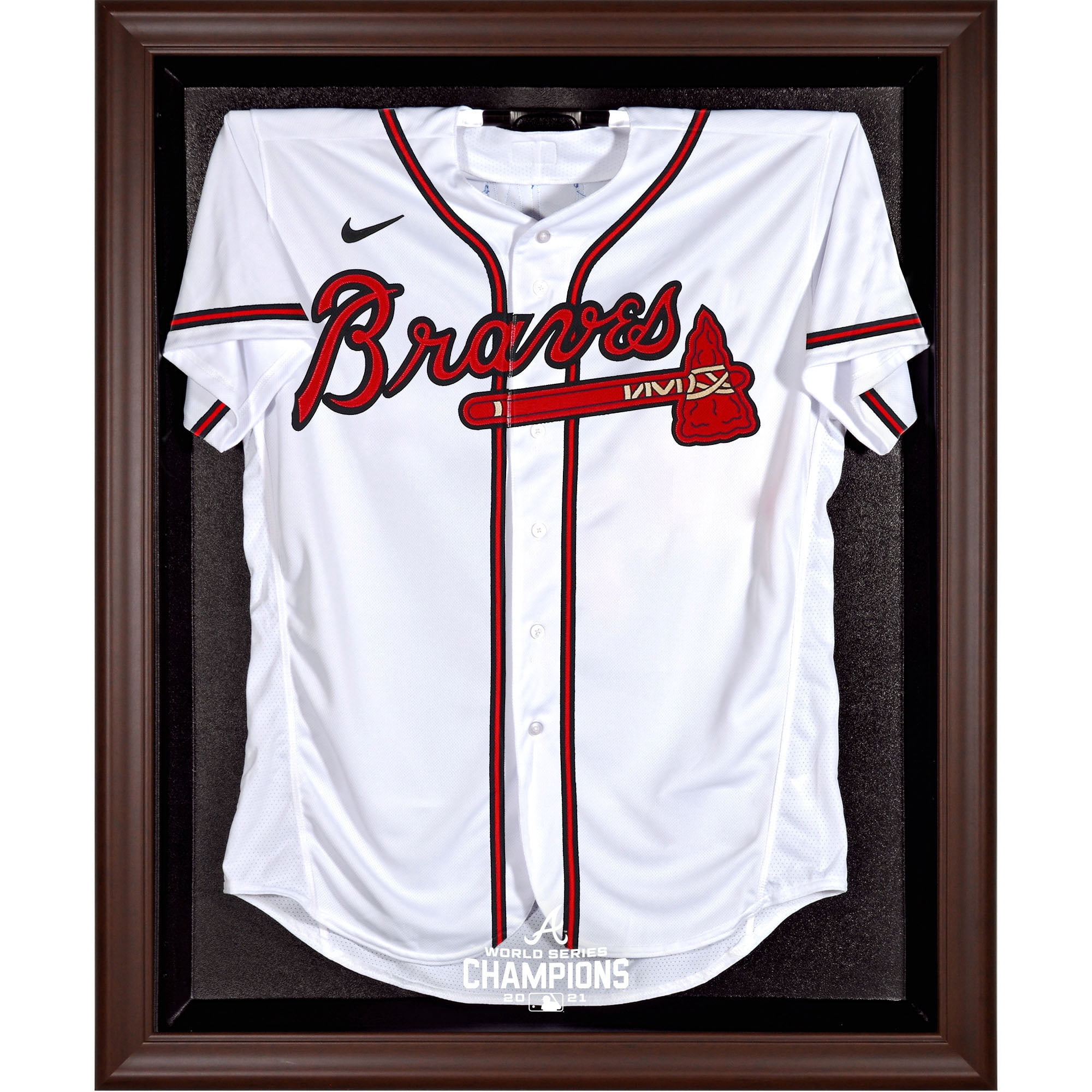 Atlanta Braves 2021 MLB World Series Champions Brown Framed Logo Jersey  Display Case 