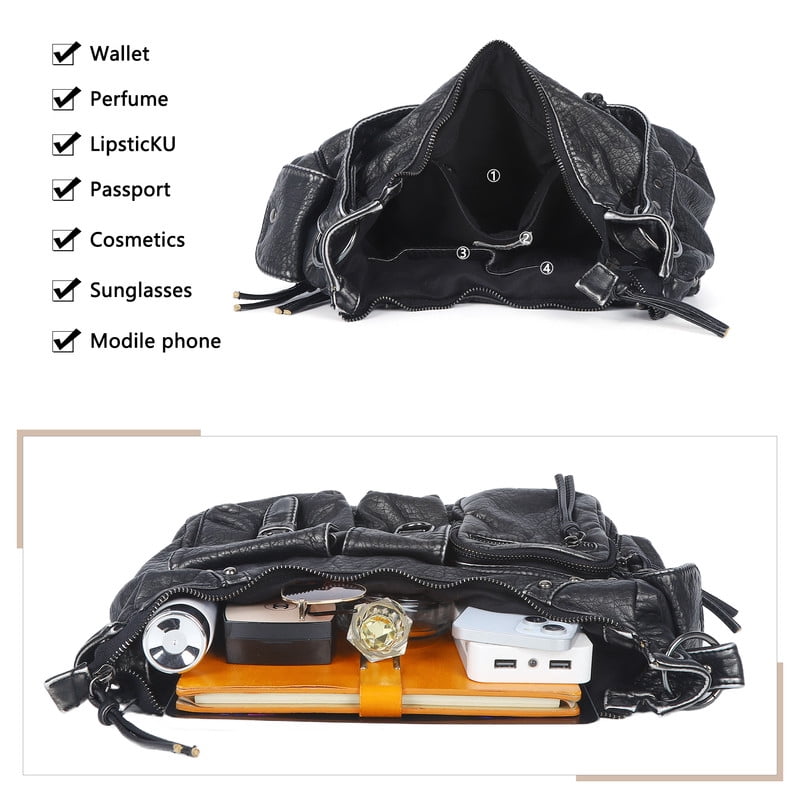 Angelkiss Crossbody Bag Vegan Leather multi pockets Shoulder Bag Hobo Purses for Women Tote Satchel Handbags