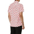 thumbnail image 3 of Unique Bargains Men's Button Down Short Sleeves Cotton Polka Dots Shirt XXL (US 50) Red White, 3 of 6