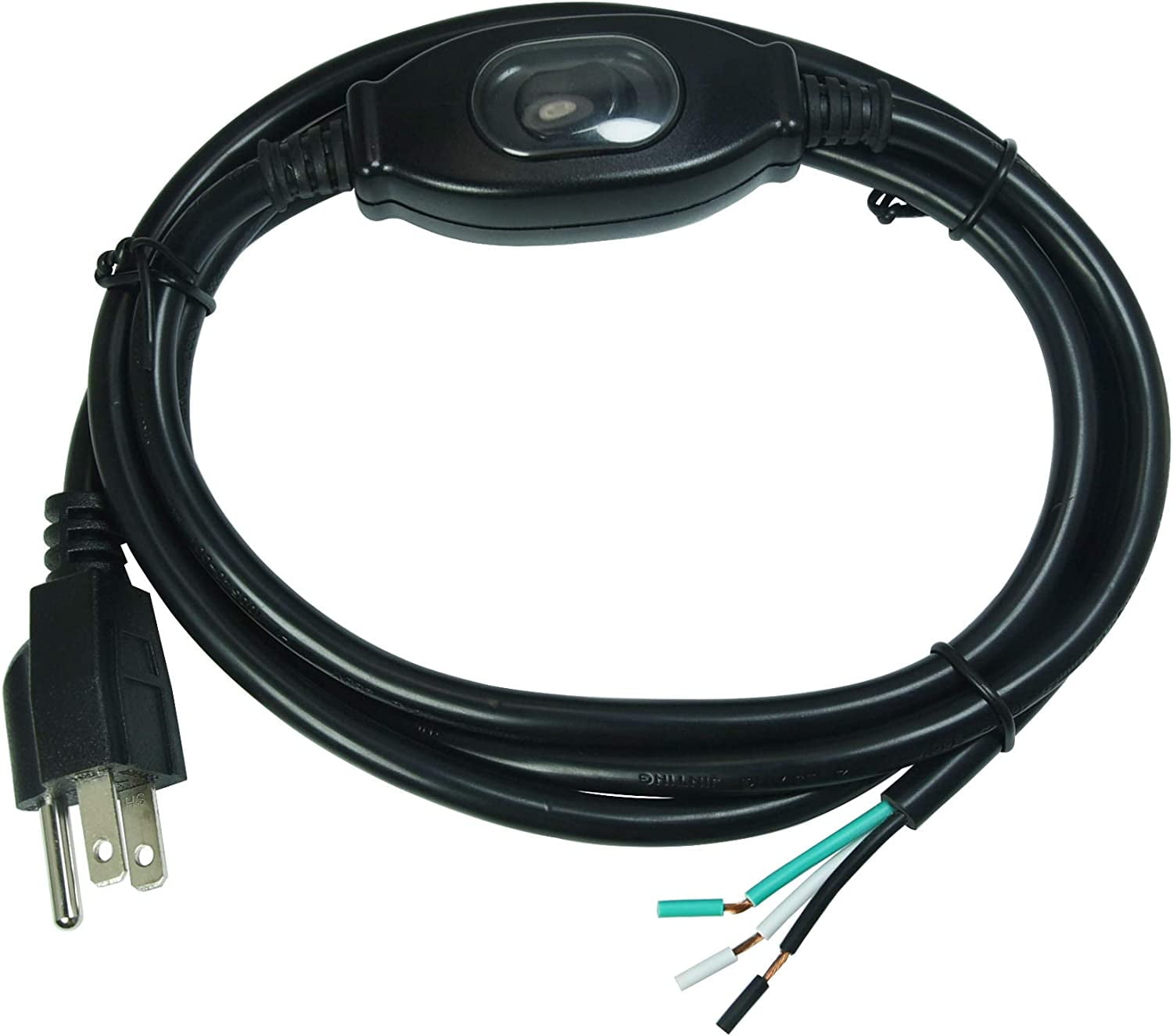 18 AWG 3 Conductor 3Prong Power Cord with Open Wiring, 6 ft