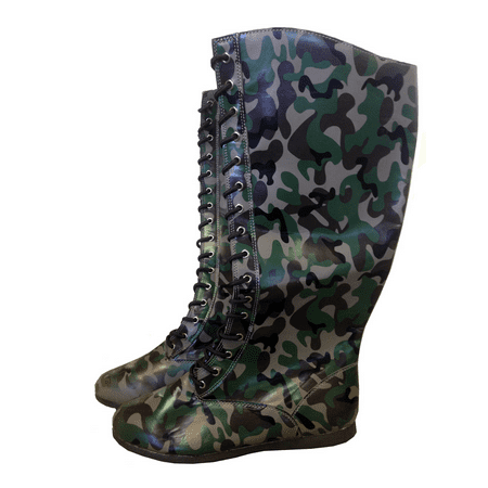 Camo Adult Pro Wrestling Boots WWF WWE Camouflage Costume Military Hero Boxing