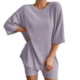 thumbnail image 2 of Alitao Womens Pajama Sets Lounge Sets 2 Sets Ribbed Knit Pajamas Matching Outfits T Shirt Biker Shorts Sleepwear Sweatsuits Matching Pajamas Women'S Sleepwear Purple XL, 2 of 9