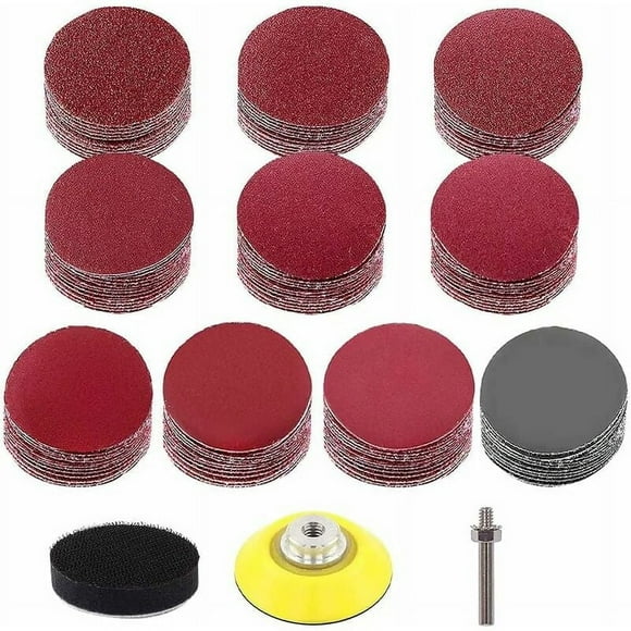 Craftsmanship Sanding Polishing Kits, 100 Pieces Assorted Grits 2 Inch Hook And Loop Backing, Ceramic Aluminum Oxide Materials For Wood Metal Automotive Paint Headlight Restoration