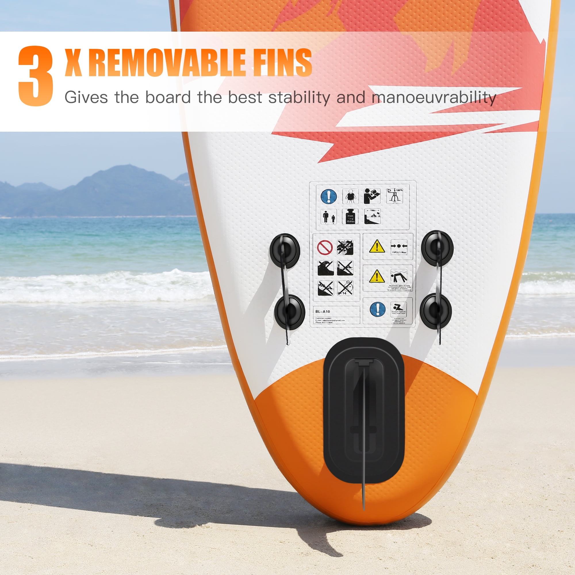 Famistar 12' Inflatable Stand Up Paddle Board SUP w/ 3 Fins, Adjustable Paddle, Pump & Carrying Backpack