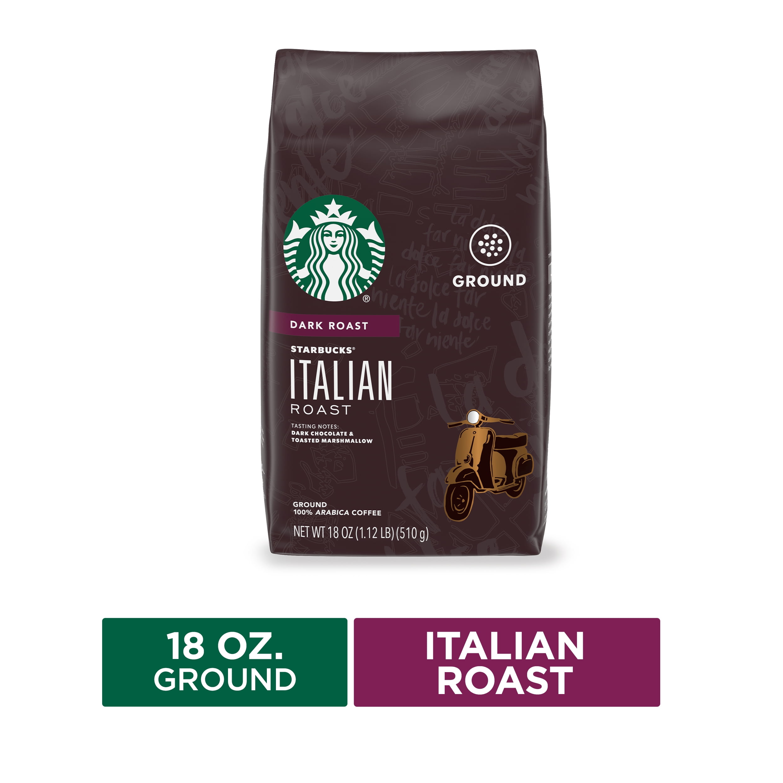 Starbucks Dark Roast Ground Coffee, Italian Roast, 18 Oz