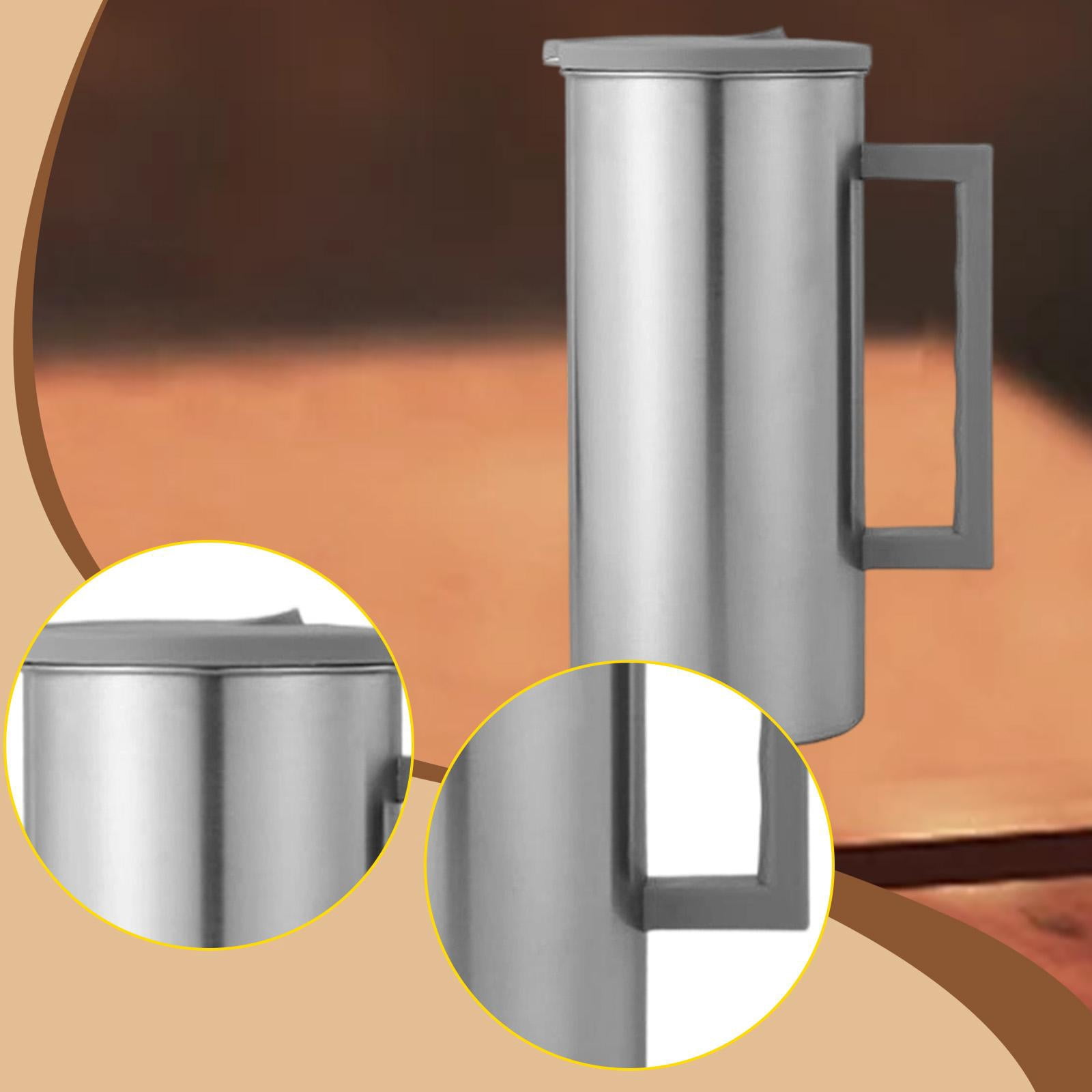 Fiocias Stainless Steel Pitcher Cold Water Kettle Versatile 1600ml Water Bottle with Lid