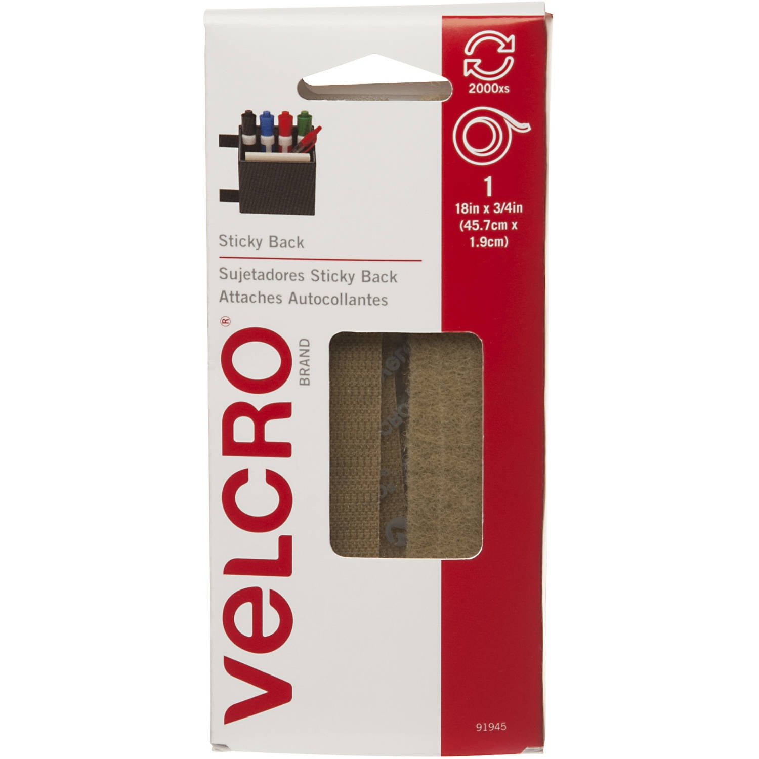 Velcro Sb 18" x 3/4" Strips, Beige, 4Count