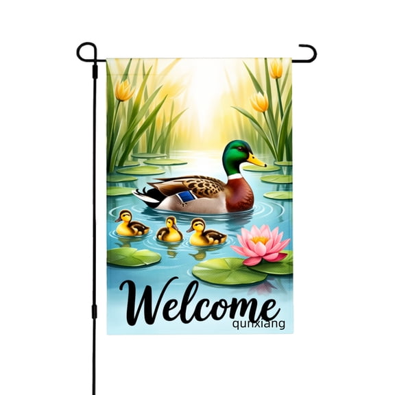 Amhnf Welcome Duck Family Garden Flag For Home Outdoor Garden Yard Decor 12x18 inch