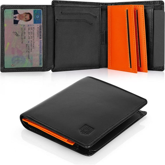 Dodensha Leather Speed Wallet RFID Blocking Slim Wallets Credit Card Holder for Men Black