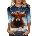 thumbnail image 2 of DailyTrove Women's Christmas Long Sleeve Top, Colorful Owl in Santa Hat Print, Fashionable Fit, Lightweight Fabric, Christmas Celebrations & Casual Outings, 2 of 6