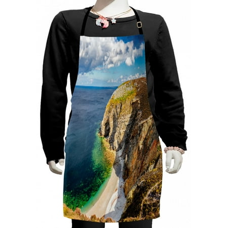 

Colorful Kids Apron Hidden Cliffed Coast Image at Cap de la Chevre Brittany Region Western France Boys Girls Apron Bib with Adjustable Ties for Cooking Baking Painting Multicolor by Ambesonne