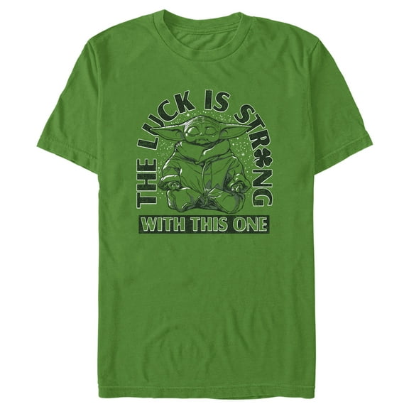 Men's Star Wars: The Mandalorian St. Patrick's Day Grogu The Luck is Strong with this One  Graphic Tee Kelly Green Large