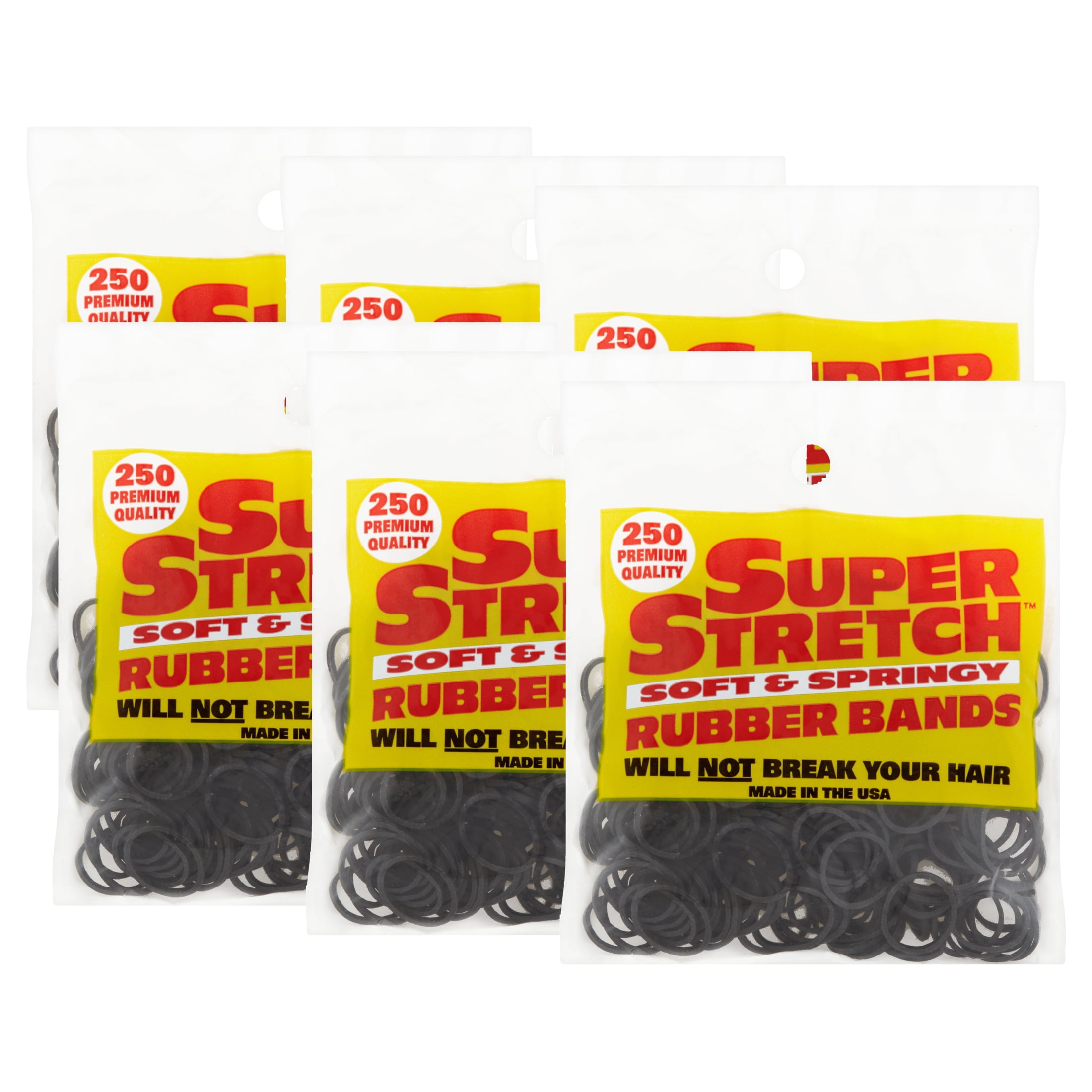 (6 pack) Spartan Super Stretch Rubber Bands Elastic Hair Ties for