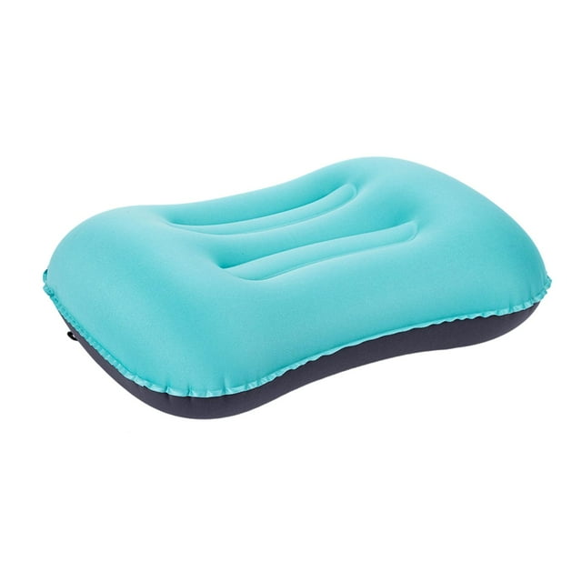 Bunblic Oreiller de Camping Gonflable Compressible Polyvalent Léger Soutien de Cou Portable pour Plage Voitures Sommeil Avion Randonnée Bleu Paon