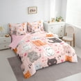 thumbnail image 3 of Castle Fairy Kawaii Cats 7 Pieces Bedding Comforter Set for Teens Boys Girls,Cartoon Animal Full Bedding Set Lightweight,Love Heart Print Fitted Sheet Flat Sheet,Super Cozy Room Decor, 3 of 8