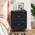 thumbnail image 4 of Wirrytor 2 Drawer Fluted Nightstand, Mid Century Modern Farmhouse Night Stand Small End Table Bedside Table for Bedroom, Living Room, Black - Compact Storage Solution with Sturdy Solid Wood Legs, 4 of 6