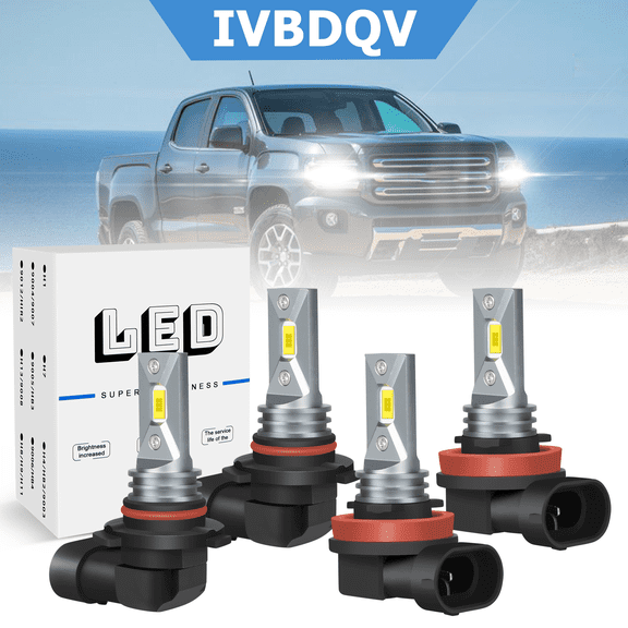 For GMC Canyon 2015-2020 LED Headlights Combo 9005 High Beam   H11 Low Beam Bulbs Kit 4Pcs Super Bright WHITE