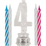 Blinking Number 4 Cake Decoration and Candles, 5-Piece Set