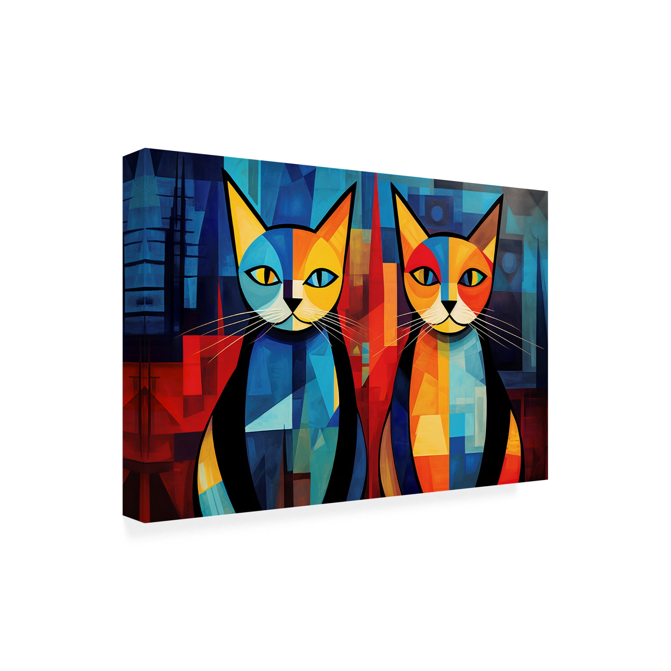 Canvas Wall Art - Ray Heere 'Colorful Cat 3' Wall Art for Living Room, Bedroom, or Office Décor by Trademark Fine Art - 19 x 12 Inches