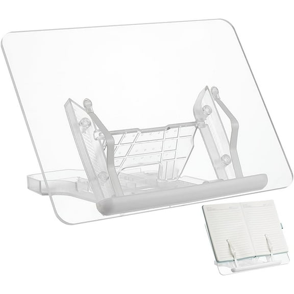 Acrylic Book Stand for DIY Reading Adjustable Tabletop Acrylic Bookshelf Stand Clear Foldable Desktop Ricer Book Display Easel for DIY Books Magazines Sheet Music Laptop 28x19.9cm