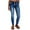 Blue Pants for Women, variant on Women's Mid Waisted Button Fly Straight Leg Front Jeans Topstitching Ripped Casual Denim Pants Black L