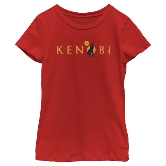 Girl's Star Wars: Obi-Wan Kenobi Silhouette Kenobi Two Suns Graphic Tee Red Medium