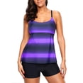 thumbnail image 1 of Traje de baño de dos piezas Traje de baño de dos piezas con estampado degradado y espalda cruzada para mujer Trajes de baño de dos piezas para fiesta en la piscina Púrpura 3XL, 1 of 5