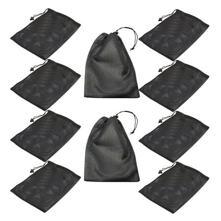 Soimiss 10Pcs Multifunctional Black Mesh Drawstring Bags for Tennis Ball Golf Ball Storage