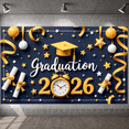 thumbnail image 5 of Yellow Grad Cap Graduation Banner Gold Stars 2026 Graduation Display Ribbons Diploma Scroll Graduation Backdrop for Graduation Ceremony College Graduation Graduation Photo Shoot, 5 of 9