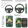 thumbnail image 3 of Jeiento Cute Tree Frog 13 PCS Car Seat Cover Full Set, with Steering Wheel Cover Seat Belt Strap Cover Armrest Cushion Cup Coaster Keychain Lipstick Holder Green Auto Decor Fit for SUV Van Sedan, 3 of 8