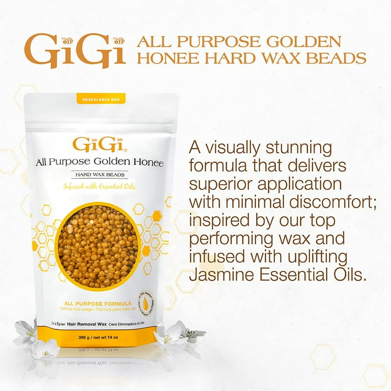 GiGi All Purpose Golden Honee Hard Wax Beads Hair Removal, 14 oz