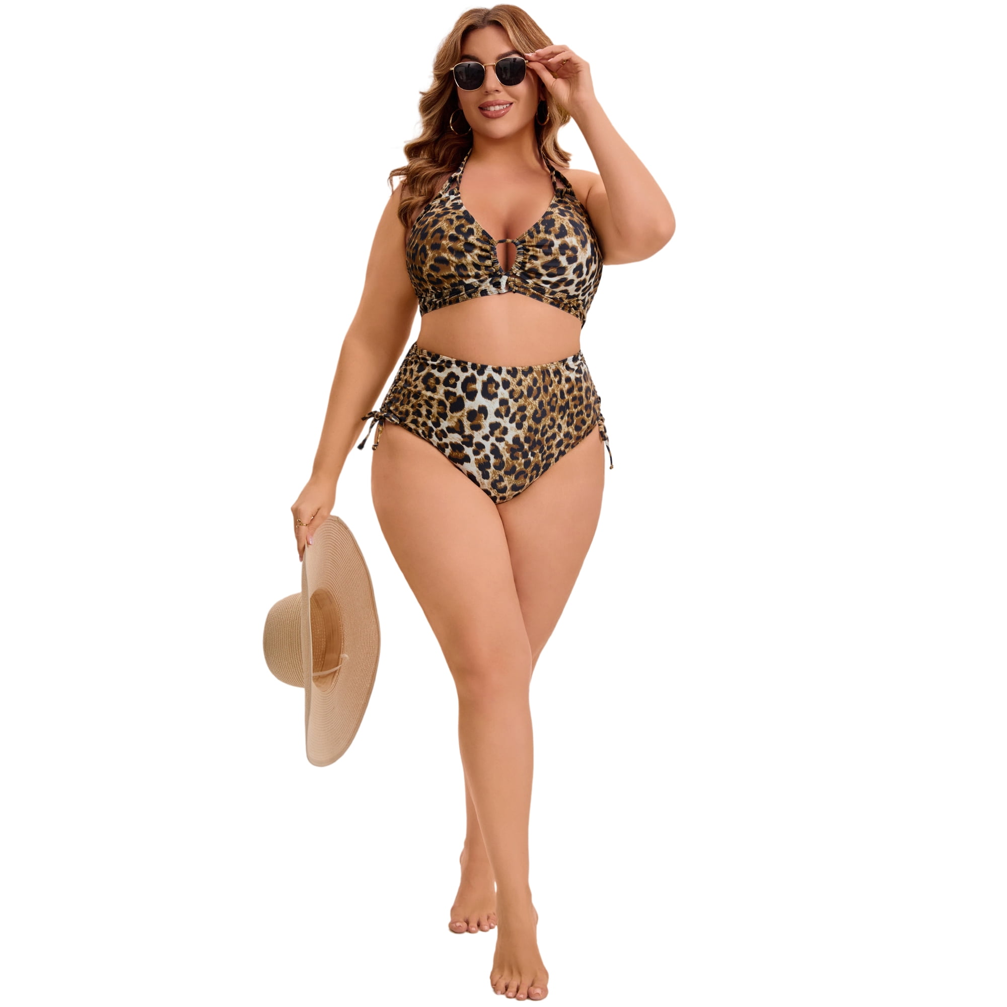 DARING DIVA Women's Plus Bikini Sets Two Piece Swimsuit 2X Black Leopard