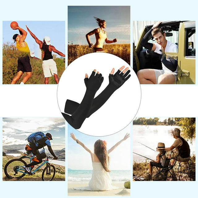 1 par de mangas de brazo para mujeres y hombres de seda de hielo antideslizantes mangas de sol de palma para ciclismo al aire libre golf pesca senderismo correr