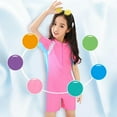 thumbnail image 3 of Xmarks Boys and Girls One Piece Rash Guard Swimsuit Kid Swimwear Bathing Suits Sun Suit Short UPF 50+ Sun Protection Pink 13-14Y, 3 of 10