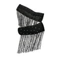 thumbnail image 3 of Segolike 1 Pair Latin Dance Arm Sleeves Competitions Shiny Comfortable Tassel Arm Sleeves Black Silver, 3 of 7