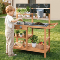 thumbnail image 2 of OLAKIDS Mud Kitchen, Outdoor Play Kitchen with Wheels 3 Cups Removable Sink Cooking Accessories Wooden Kids Kitchen Playset Backyard Garden Toys Gift for Boys Girls Ages 3+, 2 of 10