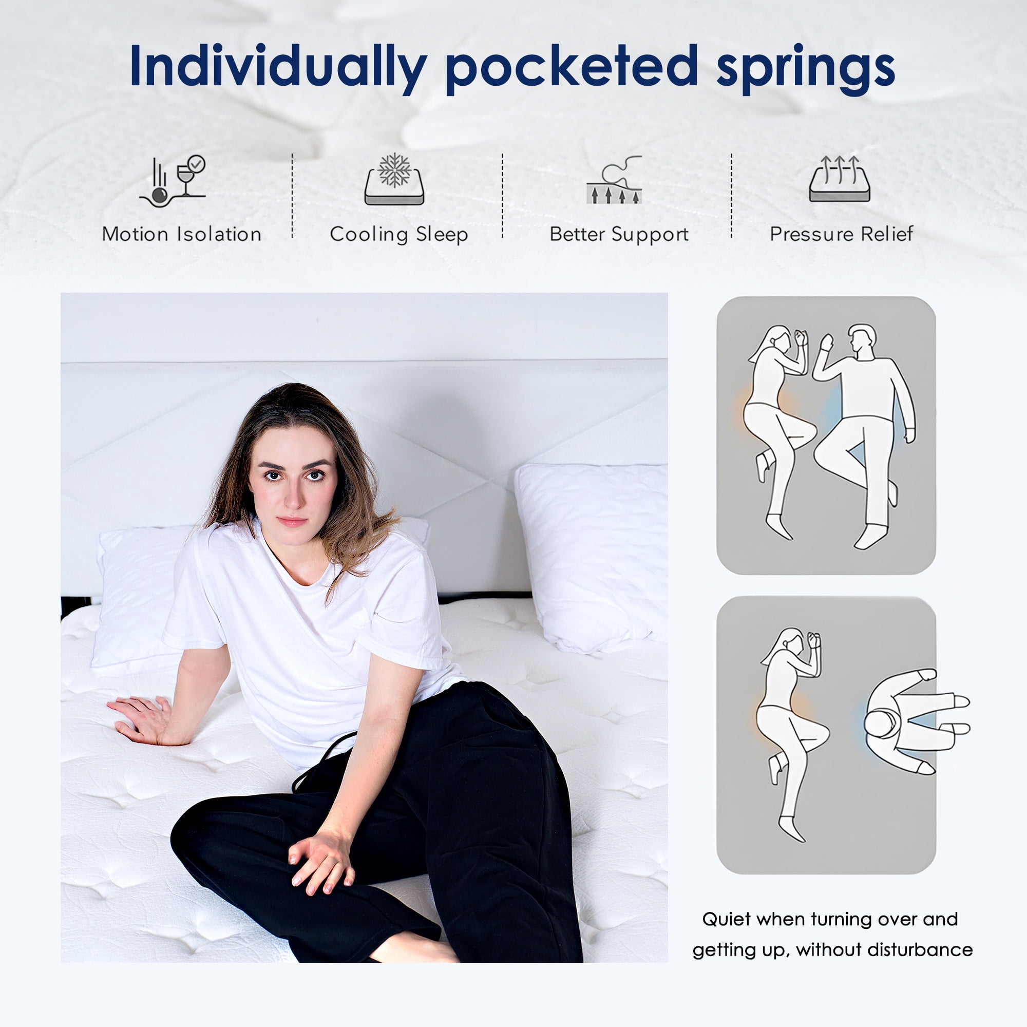 Holaki Queen Size Mattress, 12 Inch Queen Hybrid Memory Foam Mattress in a Box with Pocket Springs for Cool Night & Pressure Relief, Medium Firm, CertiPUR-US, OEKO-TEX