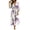 Purple, variant on Lnmiateer Women Boho Maxi V Neck Dress Ruffle Lace Up Bust Puff 3/4 Sleeve Elastic Waist Side Slit Flowy Beach Long Casual Wear