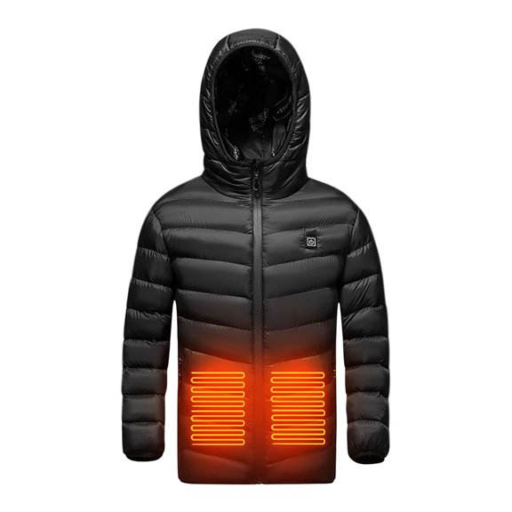 Hicidod Heated Jacket Kids Waterproof Fashion Solid Heating Jackets Hooded Zipper Rechargeable Warming Heated Clothing for Skiing