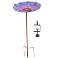 thumbnail image 1 of Sunnydaze Spring Crocus Deck-Mounted/Staked Glass Bird Bath - 10.5" Diameter - Purple, 1 of 10