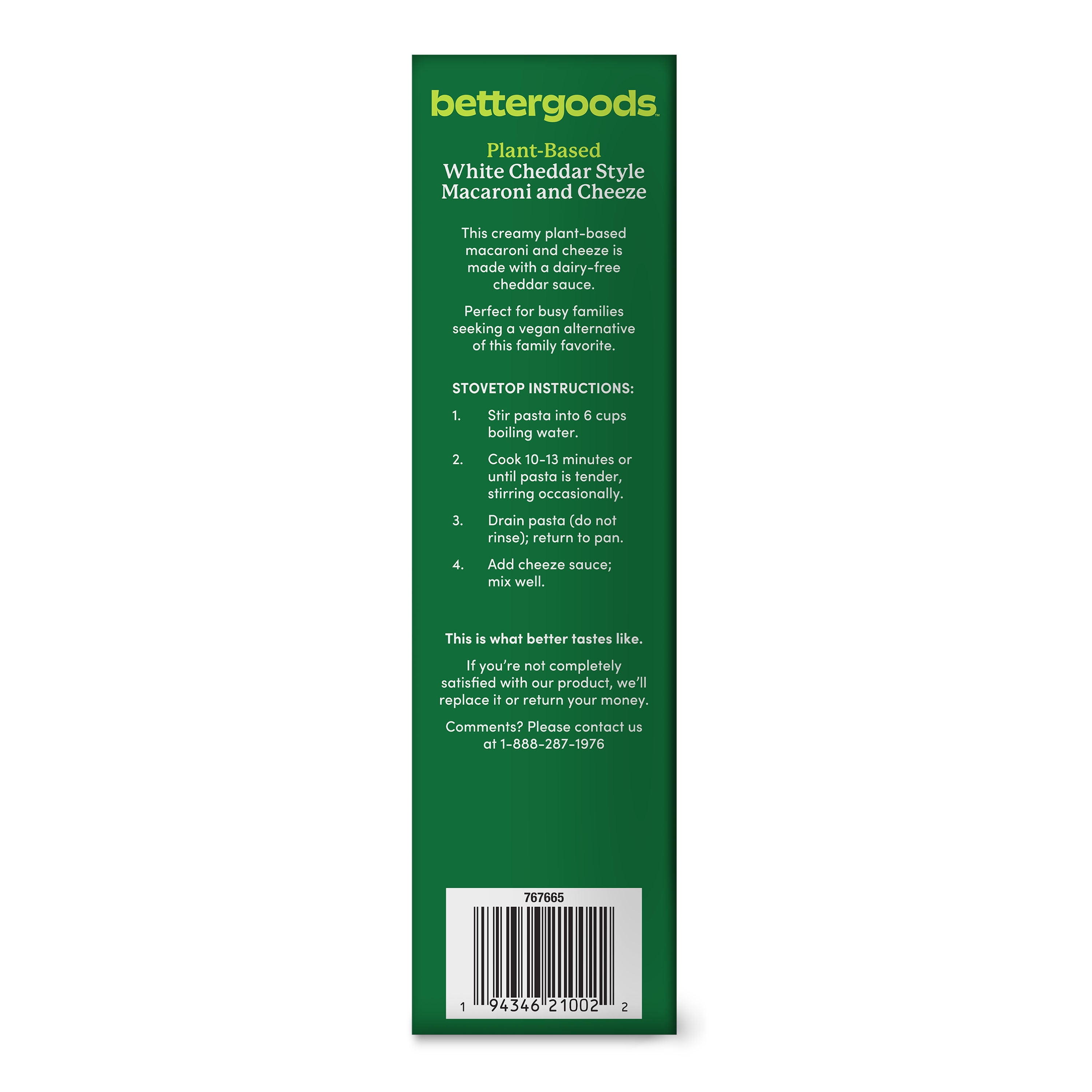 (3 pack) bettergoods Plant-Based White Cheddar Style Macaroni and Cheeze, 10.6 oz