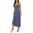 thumbnail image 4 of INSPIRE CHIC Women's Pajama Dress Slip Round Neck Cross Back Camisole Long Nightgowns XS Blue, 4 of 6