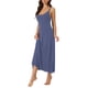 thumbnail image 4 of Vestido de pijama para mujer Inspire Chic con tirantes de espagueti, escote redondo, espalda cruzada, camisón largo, M azul, 4 of 6