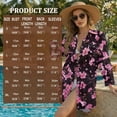 thumbnail image 7 of Xoenoiee Cherry Blossom Print Bathing Suit Cover Up Shirt for Women Button Down Beach Cover Ups Side Split Swimsuit Coverup Lapel Collar Blouse, 2XL, 7 of 7