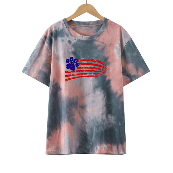 Lilgiuy Women's Loose Tops Fashion Printed Blouse Round Neck Short Sleeve T-shirt