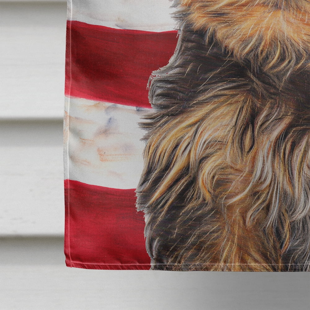 USA American Flag with Yorkie Puppy / Yorkshire Terrier Flag Canvas House Size