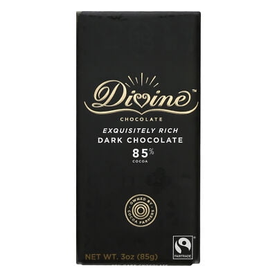 Divine Chocolate Dark Chocolate Bar 85% 3 oz (Pack of 12)