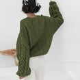 thumbnail image 3 of Womens Cable Knit Sweater Pullover Fall Outfits Crew Neck Long Sleeve Loose Fit Textured Pattern Soft Chunky Knitwear Top Army Green L, 3 of 3