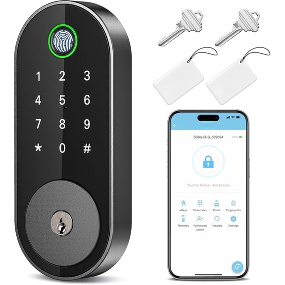 Fingerprint Deadbolt with Keypad - Keyless Entry Lock for , Apartment, Office, Airbnb, Rental, & Seniors, App & Code Access, -Lock, Easy DIY Install, Compatible with Alexa &